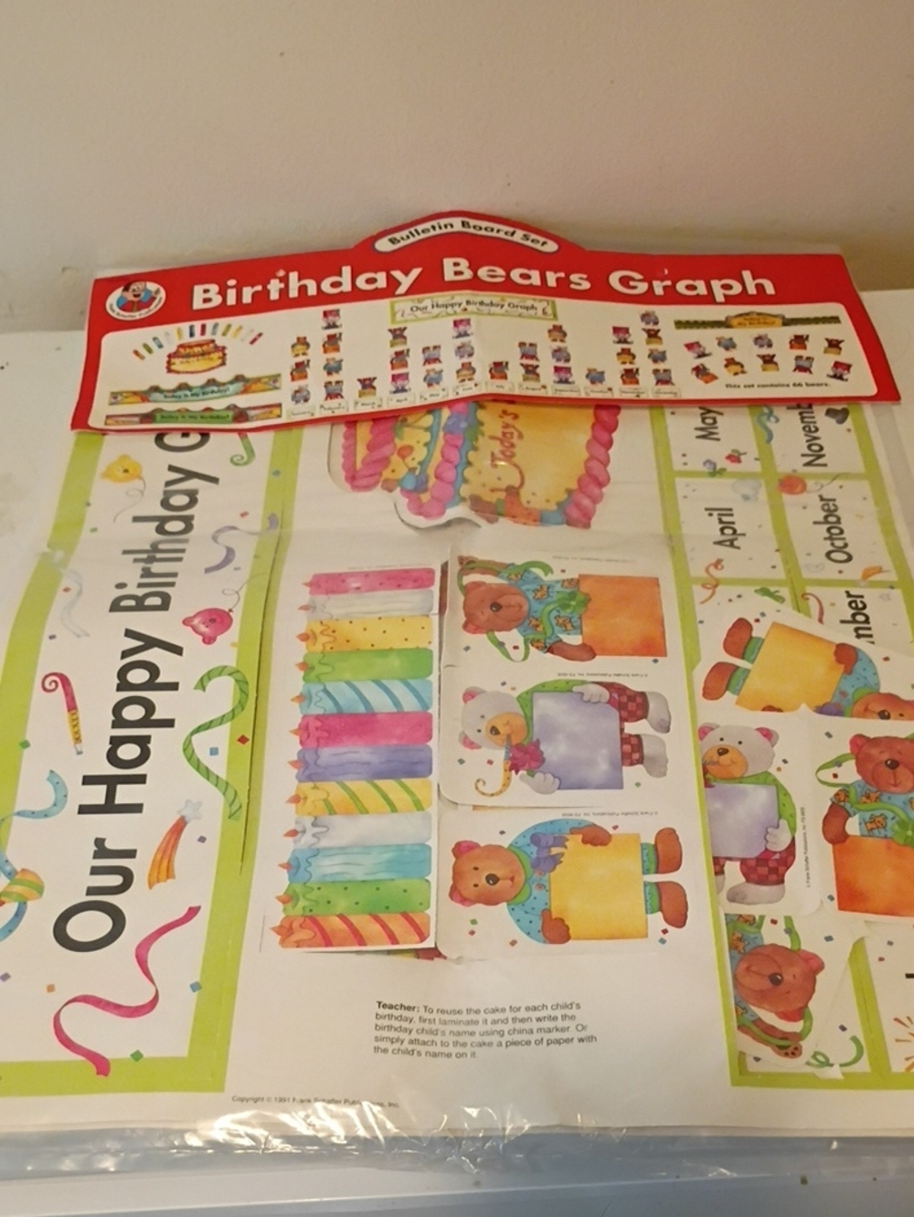 Vintage 1990 Birthday Bear Classroom Graph
